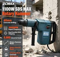 ZCMAX 11DE SDS MAX Bohrhammer 1500W Doppelfunktions-Bohrer und Meißelhammer für Schweres Beton- und Steinbrechen sowie Bohren