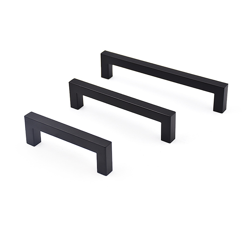 Modern Furniture Hardware Stainless Steel Square Handle Minimalist Black Small Knob for Wine Cabinet Drawer Wardrobe