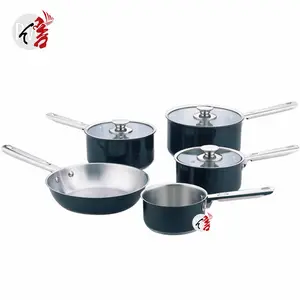 不锈钢炊具黑色或定制彩色涂层烹饪锅和平底锅Realwin烹饪平底锅套装
