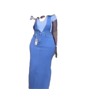 <span class=keywords><strong>Abito</strong></span> Lungo Estivo da <span class=keywords><strong>Donna</strong></span> 2025, Casual e Sexy, Manica Lunga, in <span class=keywords><strong>Jeans</strong></span>, per Abbigliamento Autunnale - Product Image 1