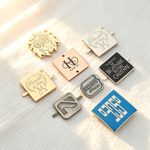 OEM Custom Embossed Metal Prong Label, Electroplated Zinc Alloy Pin Fastening Brand Plaque For Leather <b>Bags</b>, Sandals, Belts - Product Image 1