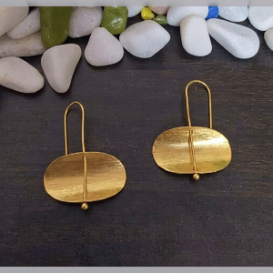 Contemporary Brass Classic Minimalist Stud <b>Earrings</b> Geometric Chic Ethnic Boho Gold Plated Unisex SOUMYA CREATIONS Rajasthan - Product Image 1