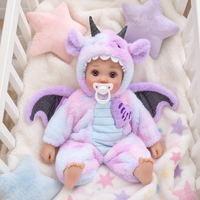 Poupée Reborn en vinyle de 18 pouces avec corps souple, costume de dragon, ailes en peluche, cornes à paillettes, poupée nouveau-né pour jeu d'imitation