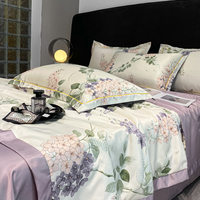 Lavage de la soie 4 pièces respirant été couverture refroidissement été couette ensemble doux pour la peau drap de lit ensemble de literie pour chambre