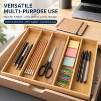 Organisateur de tiroir de cuisine extensible et pliable en bambou, résistant aux fissures, porte-ustensiles réglable, séparateur de couverts