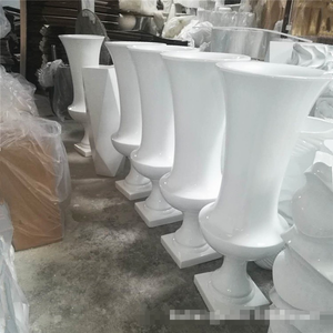 Centros DE MESA DE BODA elegantes modernos jarrón de pie con columnas de fibra de vidrio blanco gigante maceta de <span class=keywords><strong>trompeta</strong></span> dorada alta - Product Image 4