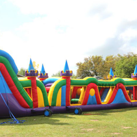 Château personnalisé parcours d'obstacles gonflable jeux de sports d'obstacles gonflables avec double toboggans