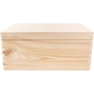 Простая Неокрашенная Подарочная коробка с откидной крышкой для инструментов, игрушек, креативная декоративная Большая деревянная коробка для хранения