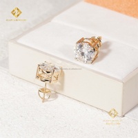 Pendientes de Oro Amarillo de 10k con Incrustaciones de Diamantes Simulados, Estilo Hip Hop, para Raperos, con 4 Garras, Tipo Moissanita