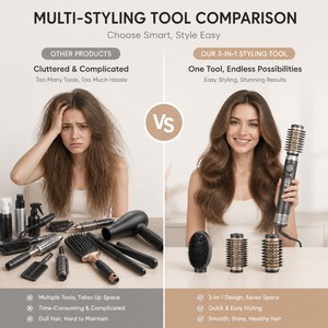 Torlin Peigne lissant à faible vitesse 40mm VOL 50mm Brosse bouclante Tout-en-un Sèche-cheveux à air chaud pour sécher, volumiser et coiffer en un seul geste - Product Image 4