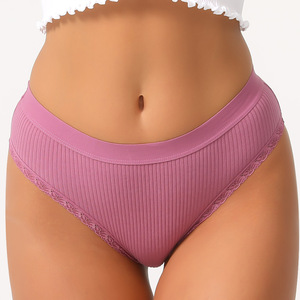 Bikini de Algodón Tejido con Hilos, Sexy, de Tiro Bajo, Transpirable, Ropa Interior Femenina, Novedad 2024 - Product Image 5