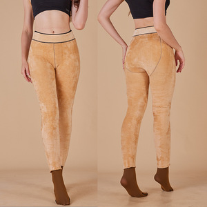 여성 아래 원피스 겨울 열 어두운 피부 색상 가짜 반투명 양털 줄 지어 스타킹 - Product Image 4