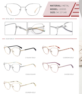 Mode polygone métal haute qualité <span class=keywords><strong>LE</strong></span> marque femmes lunettes optiques Anti-lumière bleue lunettes pour toutes les formes de visage Logo personnalisé - Product Image 2