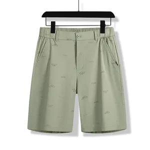 Mode hommes lavé chinos shorts été coton mi-pois vert imprimé bermuda pantalon chino shorts en gros