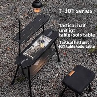 Table pliante tactique de camping en plein air, en alliage d'aluminium, mobilier d'extérieur portable, table de pique-nique et de barbecue relevable, table de plage