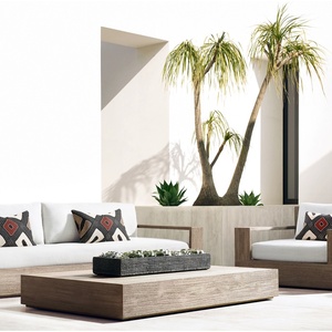 Meubles de jardin en teck massif de luxe, ensemble de canapés de patio en teck pour l'extérieur - Product Image 1