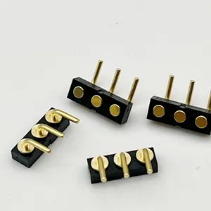 Pogo Pin Connector 3 Pin 2.54Mm Messing Veer Gelaode Vrouwelijke Bal Plunjer Magnetische Pogo Pin Connector