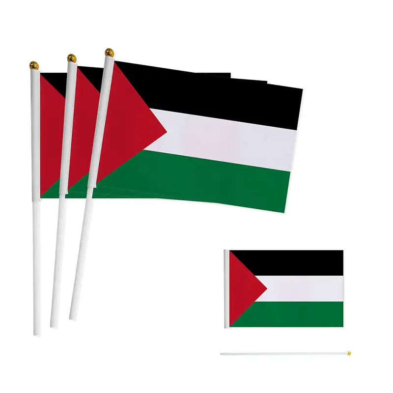 Оптовая продажа персонализированный дизайн на заказ, палестинский полиэстеровый мини-флаг с развевающимся вручную