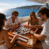 Ensemble de Mahjong en Acrylique Corail Tendance, Tuiles de Mahjong Planche de Surf et Étoile de Mer, Cadeau de Fêtes pour Tous