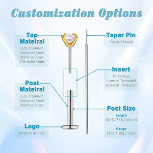Boucle d'oreille de luxe en zircon marquise, en titane de qualité implant ASTM F136, <span class=keywords><strong>labret</strong></span> en grappe pour fête, mariage, bijoux fins - Product Image 4