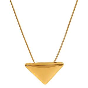Collar con colgante triangular geométrico minimalista, cadena de aleación de zinc chapada en oro de 18k para mujer, joyería de moda XL330 - Product Image 5