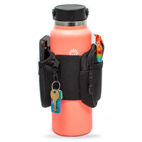 Botol Caddy Gym botol air lengan kantong dengan ritsleting sisi kantong penyimpanan untuk kartu kunci ponsel atau Dompet