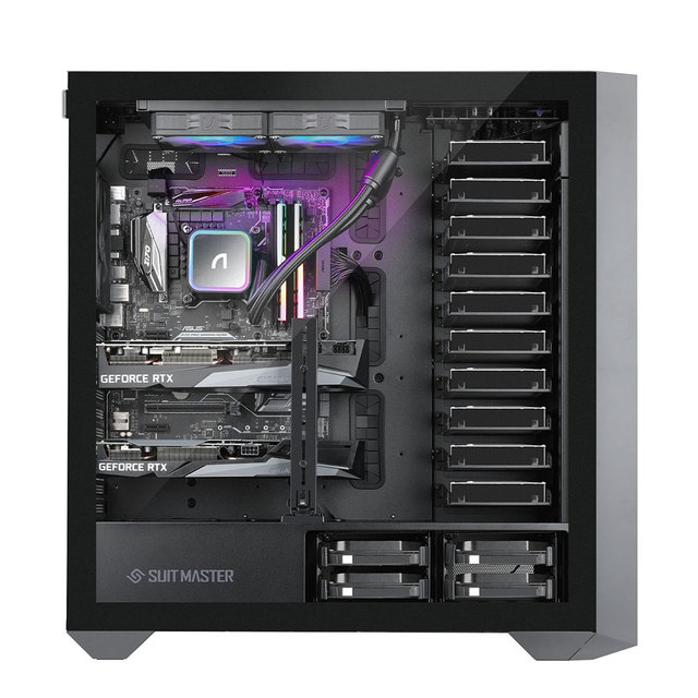 SUITMASTER B4000 E-ATX Gaming Case Steel 4x140mm RGB PWM Fans 420mm Radiator Support Front Audio/USB Ports Vertical PCI BIG