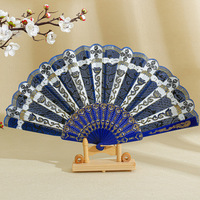 Éventail pliant espagnol en plastique et tissu imprimé, style européen classique, pour la danse et les spectacles