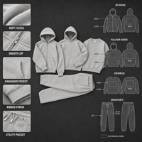 Ensembles de survêtements streetwear personnalisés : sweat à capuche et pantalon en coton respirant, design décontracté à double ceinture unie