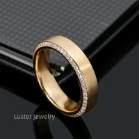 Bague de mariage en or jaune, anneau de Moissanite, Style classique Simple, 1.6mm, S925, 10K, 14K