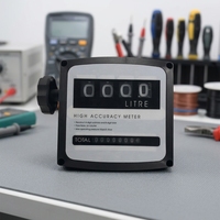WELLDONE FM-120-2 120LPM Meter Aliran Bahan Bakar Mekanis 4-Digital 1 Inci dari Aluminium Alloy untuk Bensin, Solar, dan Minyak OEM