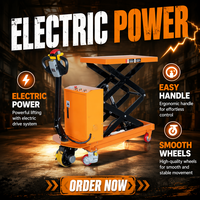 Chariot élévateur à ciseaux électrique jusqu'à 2 m de hauteur de levage avec une capacité de charge de 1000 kg