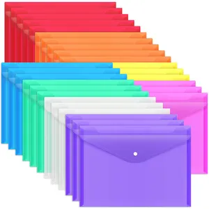 School Office Reusable A4 Size Plastic File Folders Clear Poly Envelopes Folders With Snap Closure