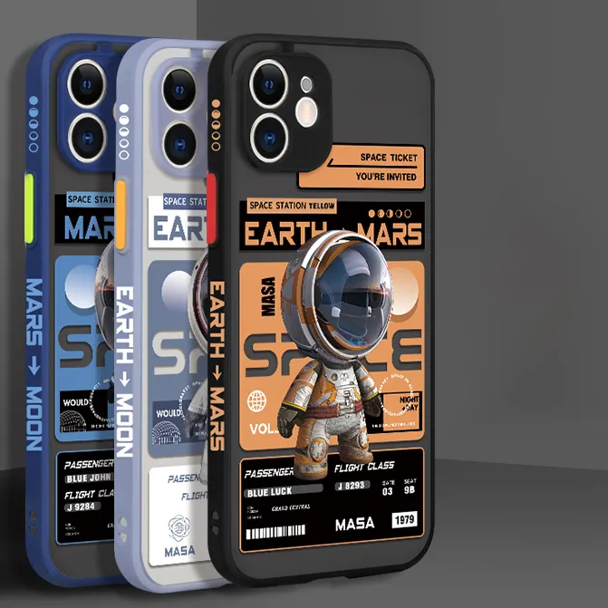 Fashion cartoon cute clear astronaut phone case for iphone 13 pro max