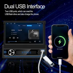 <strong>1Din</strong> Universal Android <strong>MP5</strong> <strong>Player</strong> Car Radio 7 Inch Electric Retractable Touch Screen Apple Carplay /WiFi Multimedia No - Product Image 3