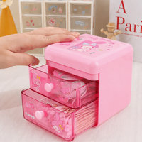 Mini armoire de rangement de bureau Kawaii avec couvercle, 2 tiroirs personnalisés, boîte de rangement en plastique pour bijoux, papeterie, petits objets, pour bureau