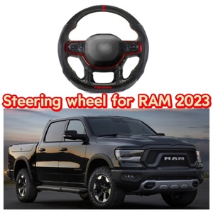 Restauration du volant en fibre de carbone pour RAM Pickup <span class=keywords><strong>2023</strong></span> pour RAM 1500 et véhicules tout-terrain, accessoire de pièce automobile - Product Image 1