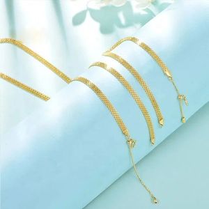 Xinfly - Juego de Collar y Pulsera de Cadena de Eslabones Planos de Oro Amarillo Puro de 3.5 mm y 18 Quilates para Mujer - Product Image 5