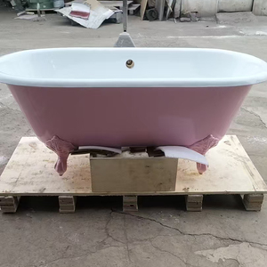 <span class=keywords><strong>Bañera</strong></span> de hierro fundido independiente de doble extremo con diseño tradicional <span class=keywords><strong>Princess</strong></span> Pink de 1530 mm de largo para baños pequeños - Product Image 3