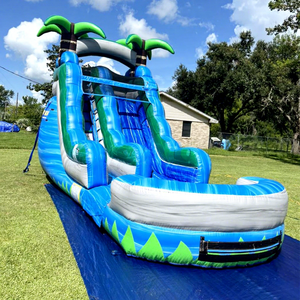 Tobogán acuático inflable comercial para fiestas al aire libre, castillo hinchable, tobogán acuático tropical para niños. - Product Image 1