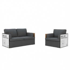 Juego de Sofás de 2 Piezas en Tela Gris Oscuro, Diseño Moderno y Minimalista para Muebles de Hogar - Product Image 1