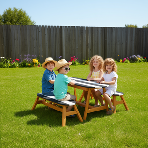 Table de pique-nique pour enfants en bois rectangulaire durable 2 places Meubles d'extérieur pour enfants - Product Image 2