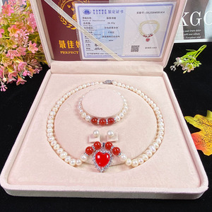 <span class=keywords><strong>Collana</strong></span> di Perle Naturali d'Acqua Dolce e Giada Verde Set di Gioielli di Lusso da Donna in Tre Pezzi 7-8mm 8-9mm con Scatola <span class=keywords><strong>Regalo</strong></span> per la <span class=keywords><strong>Festa</strong></span> <span class=keywords><strong>della</strong></span> <span class=keywords><strong>Mamma</strong></span> - Product Image 5