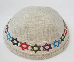 Yihaoyi Kippah Premium in Lino all'Ingrosso, Prodotto Ebraico, Cappello Beanie per Uso Quotidiano, Matrimoni, Bar Mitzvah, Regalo - Product Image 1
