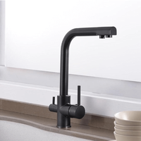 Matt hitam Handel ganda air dingin panas dan Filter air 3 in 1 keran dapur dengan sistem Osmosis Mixer Tap