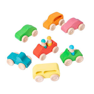 Juego de Siete Juguetes de Madera Inspirados en Grimms, Juguete de Madera Waldorf Montessori, Coche de Juguete Convertible, Mini Van - Product Image 6