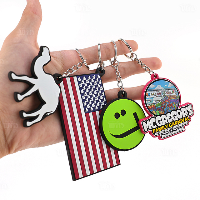 Wholesale Custom Personalized Durable Rubber PVC Keychain Design Your Own Logo Digital Printed Promotional Business Gifts