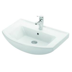 Litos-BN65 Kamalu Lavabo da Bagno Moderno in Ceramica Sospeso 65 cm, Lavandino in Pietra Effetto Marmo per Lavaggio Mani o Uso Generale per Hotel - Product Image 1