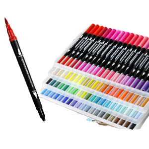 Juego <span class=keywords><strong>de</strong></span> bolígrafos <span class=keywords><strong>de</strong></span> acuarela <span class=keywords><strong>de</strong></span> plástico <span class=keywords><strong>de</strong></span> doble cabeza, juego <span class=keywords><strong>de</strong></span> delineador lavable sin manchas para estudiantes y niños para <span class=keywords><strong>dibujo</strong></span> artístico - Product Image 1