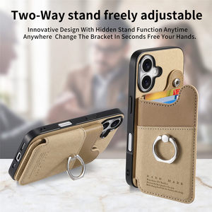 Funda de teléfono de cuero con ranura para tarjeta para IPhone17 16 15 14 <span class=keywords><strong>13</strong></span> 12 <span class=keywords><strong>Precio</strong></span> de fábrica Ring Pu Phone CASE para <span class=keywords><strong>iPhone</strong></span> 16 Pro - Product Image 4